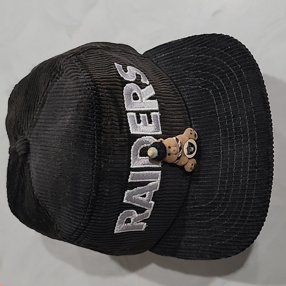 Vintage corduroy Raiders hat with little bear pin